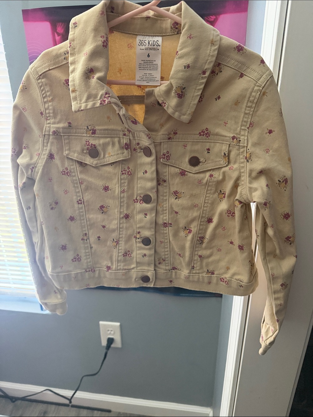 365 KIDS Cream Floral Denim Jacket - Girls
